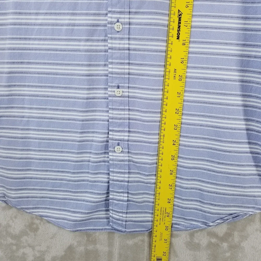 J Crew Oxford Shirt Men XL Slim Blue Striped 100% Cotton Long Sleeve Button Down